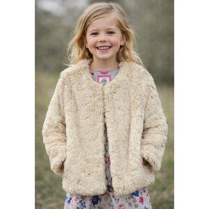 Girls Mini Boden 11-12Y Faux Fur Coat